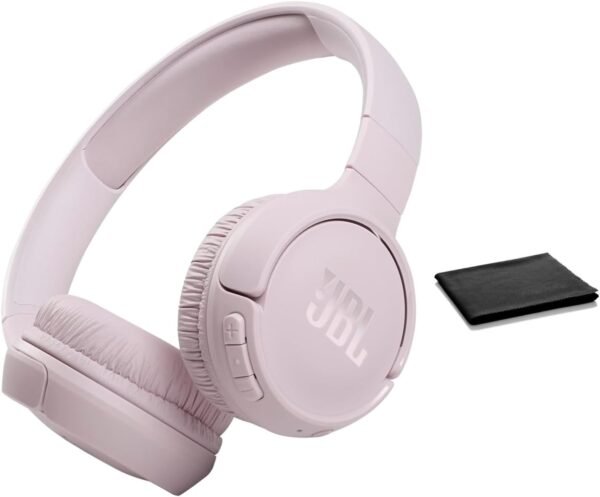 JBL Tune 510BT: Wireless Bluetooth On-Ear Headphones with Purebass Sound - with Cleaning Cloth (Rose, Standard), JBLT510BT-Black-Cloth