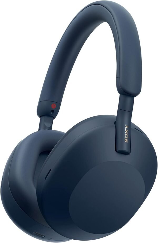 Sony WH 1000XM5 Noise Cancelling Wireless Headphones 30 hours battery life Over ear style Optimised for Alexa and the Google Assistant with built in mic, Midnight Blue, UAE Version - 1-Year warranty