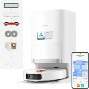 Xiaomi Robot Vacuum X20+ With All-In-One Smart Base Station 6000Pa Suction Power, LDS Laser Navigation, Voice Control, Wet & Dry 4 L 30 W C101 White