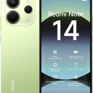 Xiaomi Redmi Note 14 Green 8+256GB smartphone,108MP AI camera system, 5500mAh battery, 6.67" 120Hz AMOLED eye-care display, AI features